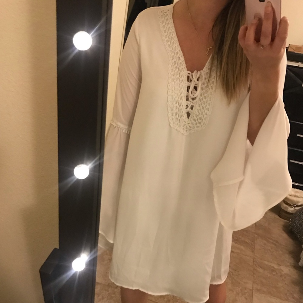 White Dress with Bell Sleeves